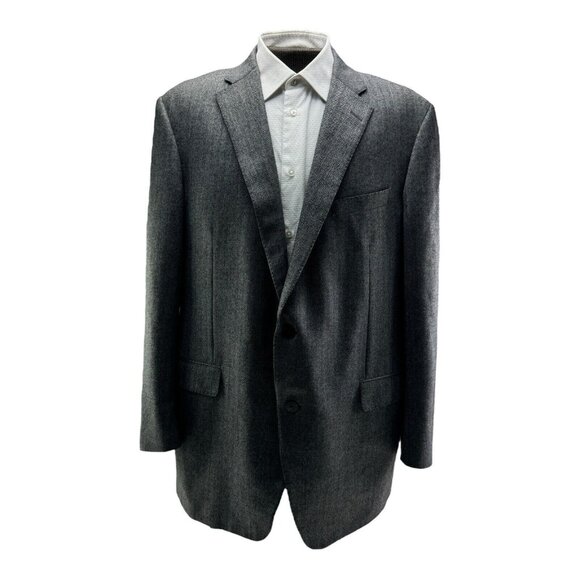 Samuelsohn Gray Herringbone Super 110 Wool SB Gable Blazer Mens Size 48L - Picture 1 of 5